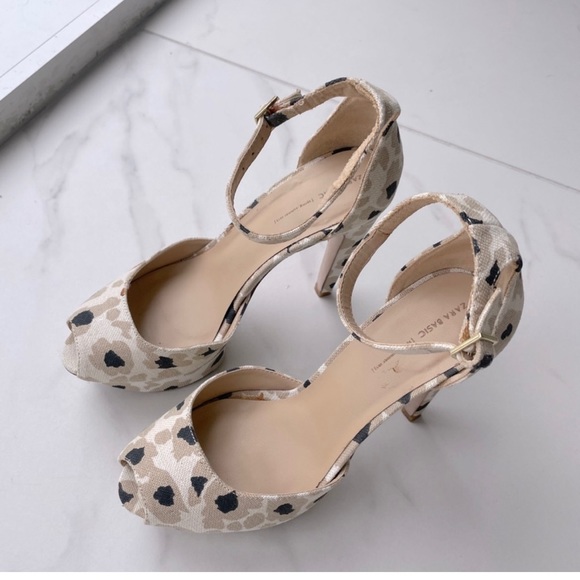 ZARA PLATFORM HIGH HEELS OPEN TOE LEOPARD PRINT IN SIZE 37 European - Picture 2 of 8